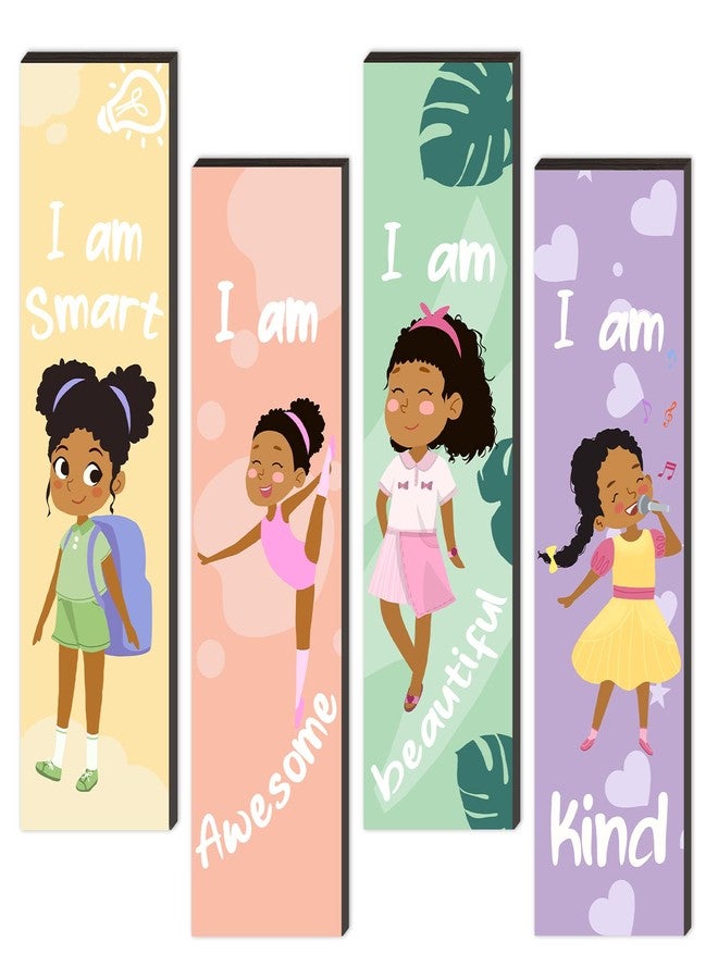 SHLINCO 4-Piece Motivational Black Girl Wall Art, Wall Decor with Inspirational Quotes, Perfect for Bedroom & Playroom - Image 1